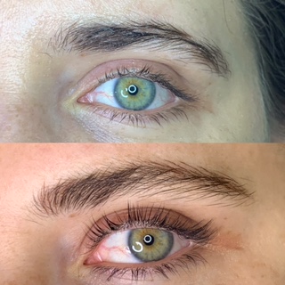 Lifted lash before and after result by Erika Davis Aesthetics