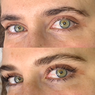 Lash enhancement before and after result from the Erika Davis Academy gallery