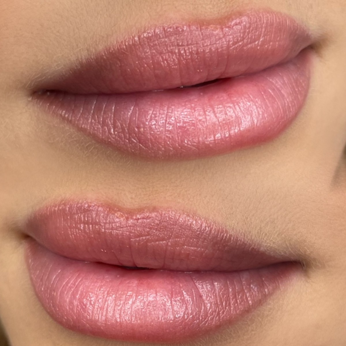 Pink lip blush before and after result by Erika Davis Aesthetics