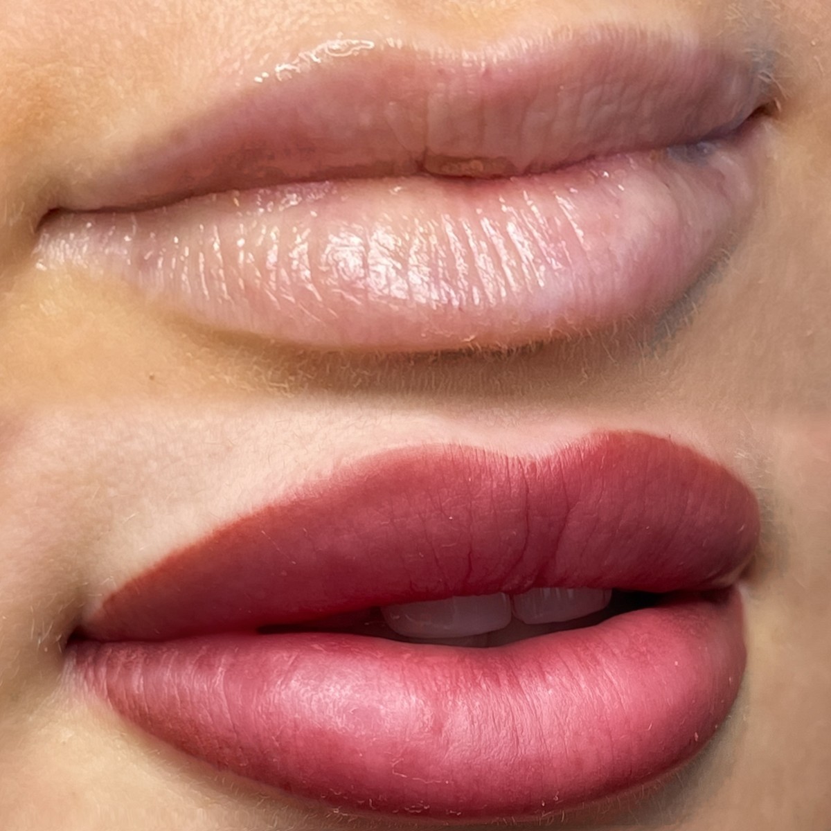 Lip blush before and after result from the Erika Davis Academy gallery