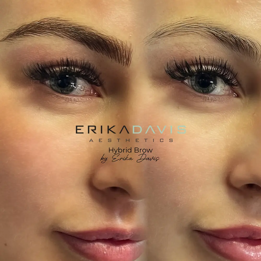 Hybrid brow before and after result from the Erika Davis Academy gallery